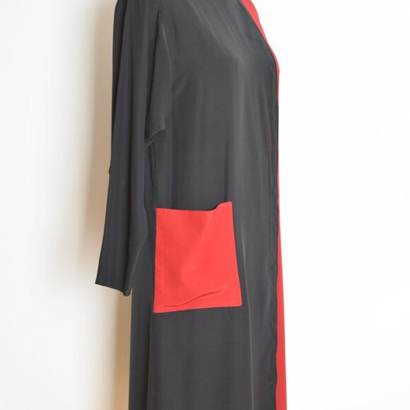 vintage 80s dress black red color block futuristic mod modest space age M - Picture 6 of 9